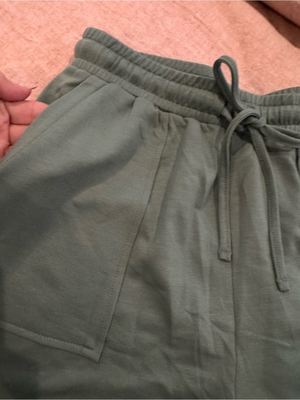 Sage Green Long Sleeve Women’s Relaxed Tee With Matching Shorts - Brand - Picture 5 of 9